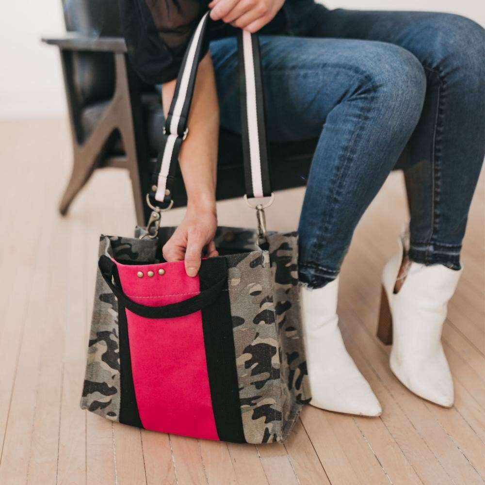 Pink Camo Canvas Crossbody Tote